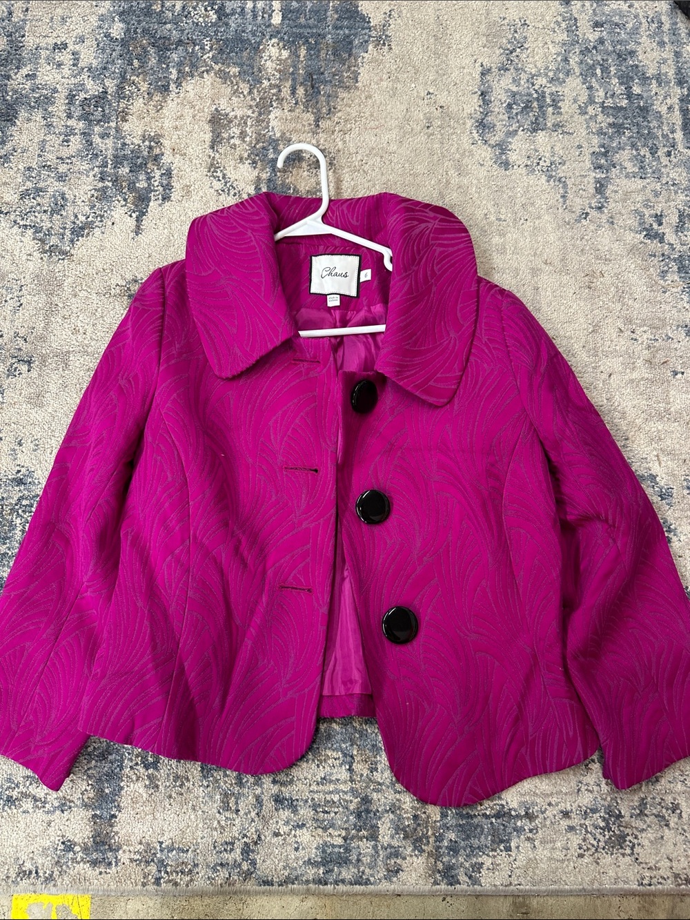 Chaus Fuchsia Textured Cropped Blazer